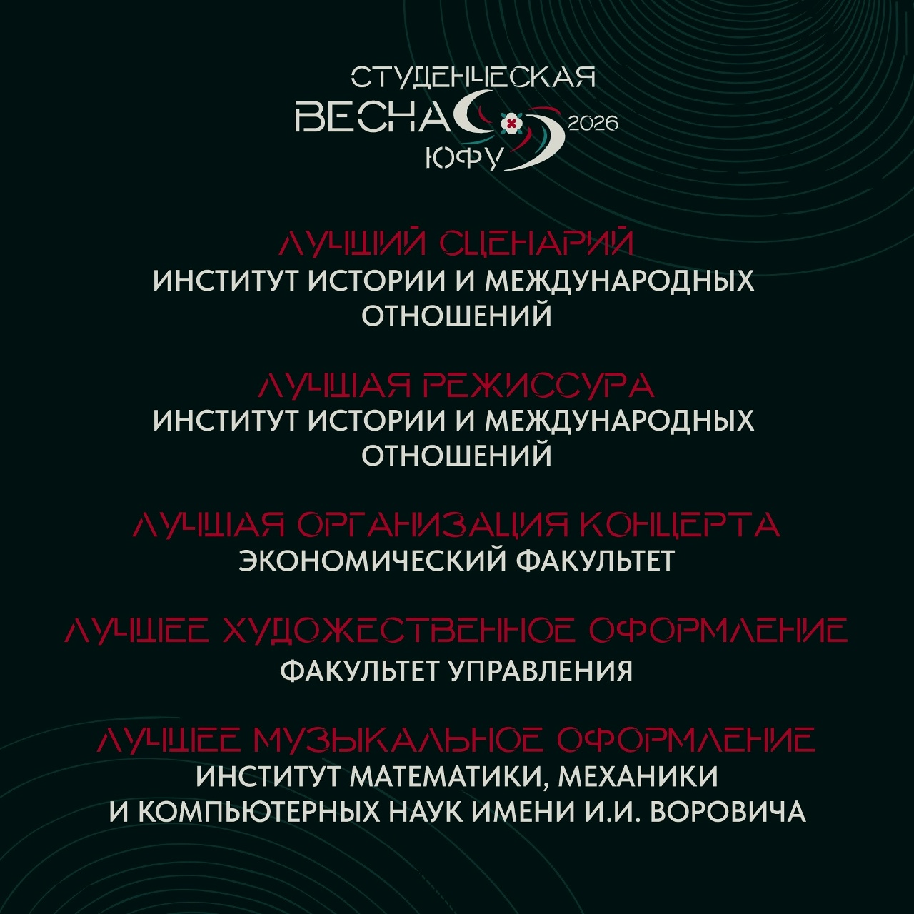 &laquo;Сила притяжения&raquo;: в ЮФУ подвели итоги фестиваля &laquo;Студенческая весна &ndash; 2026&raquo;